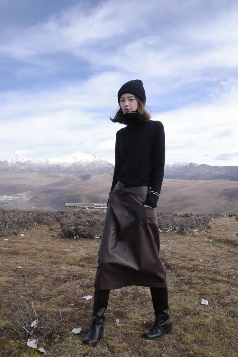 23秋冬 环保皮不对称半裙