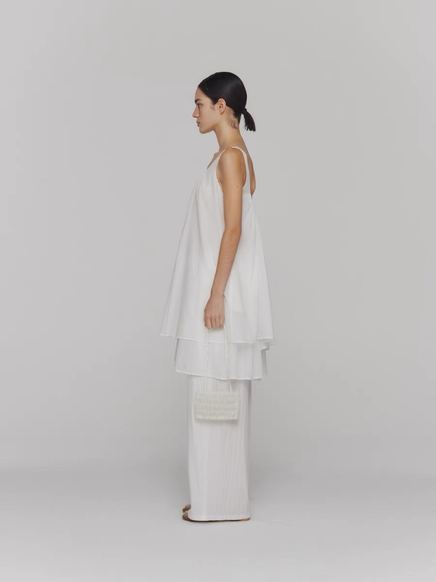 24春夏 NECK SHIRRING SHEER DRESS