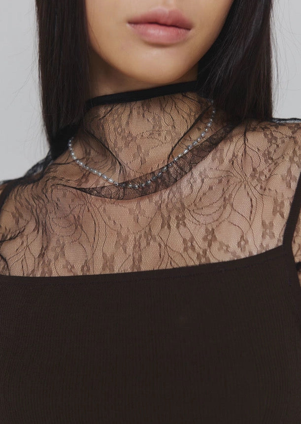 25春夏 KNOTTED COLLAR TOP 蕾丝打底