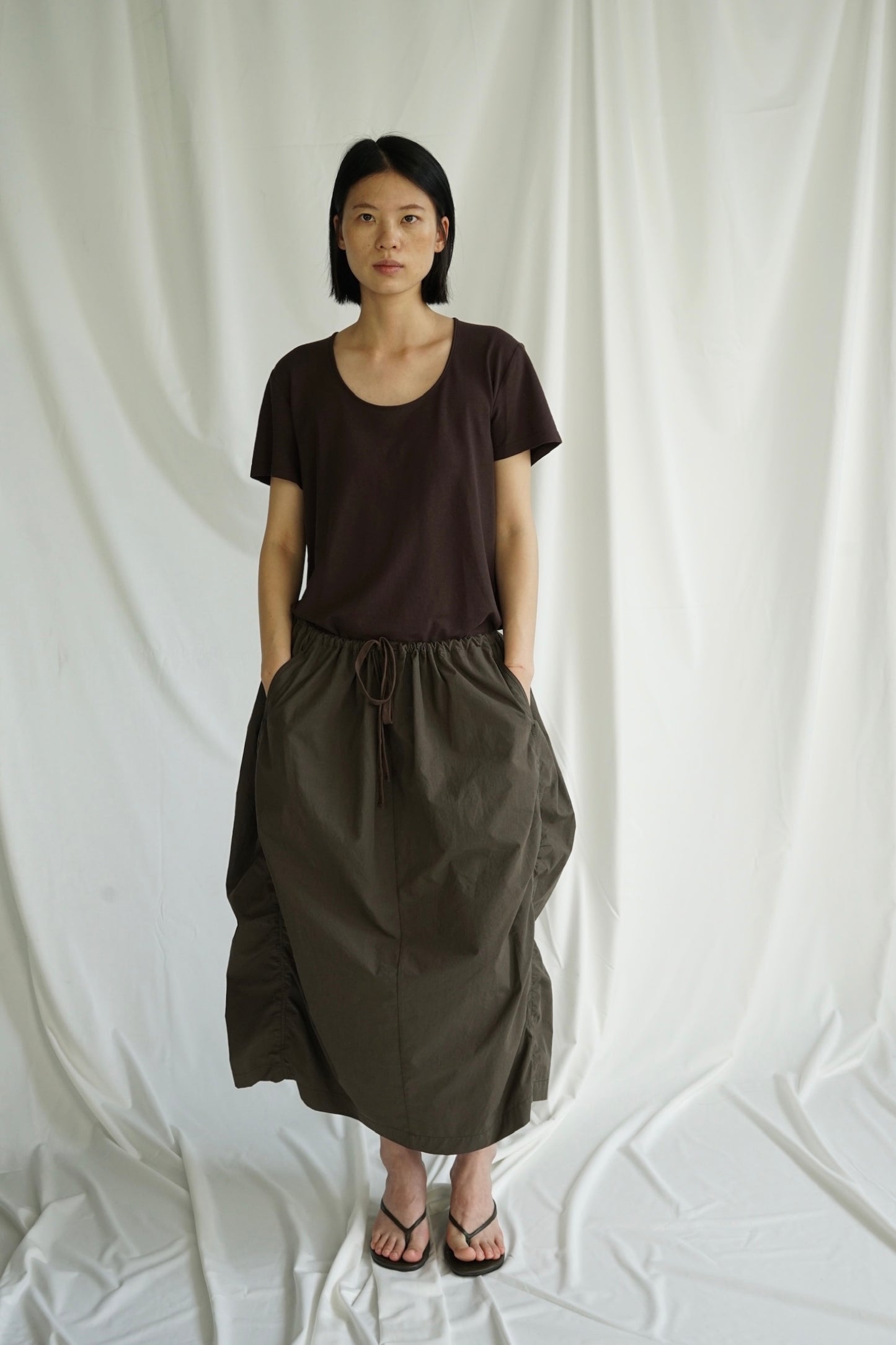 25春夏 纯棉褶皱松弛感抽绳工装裙