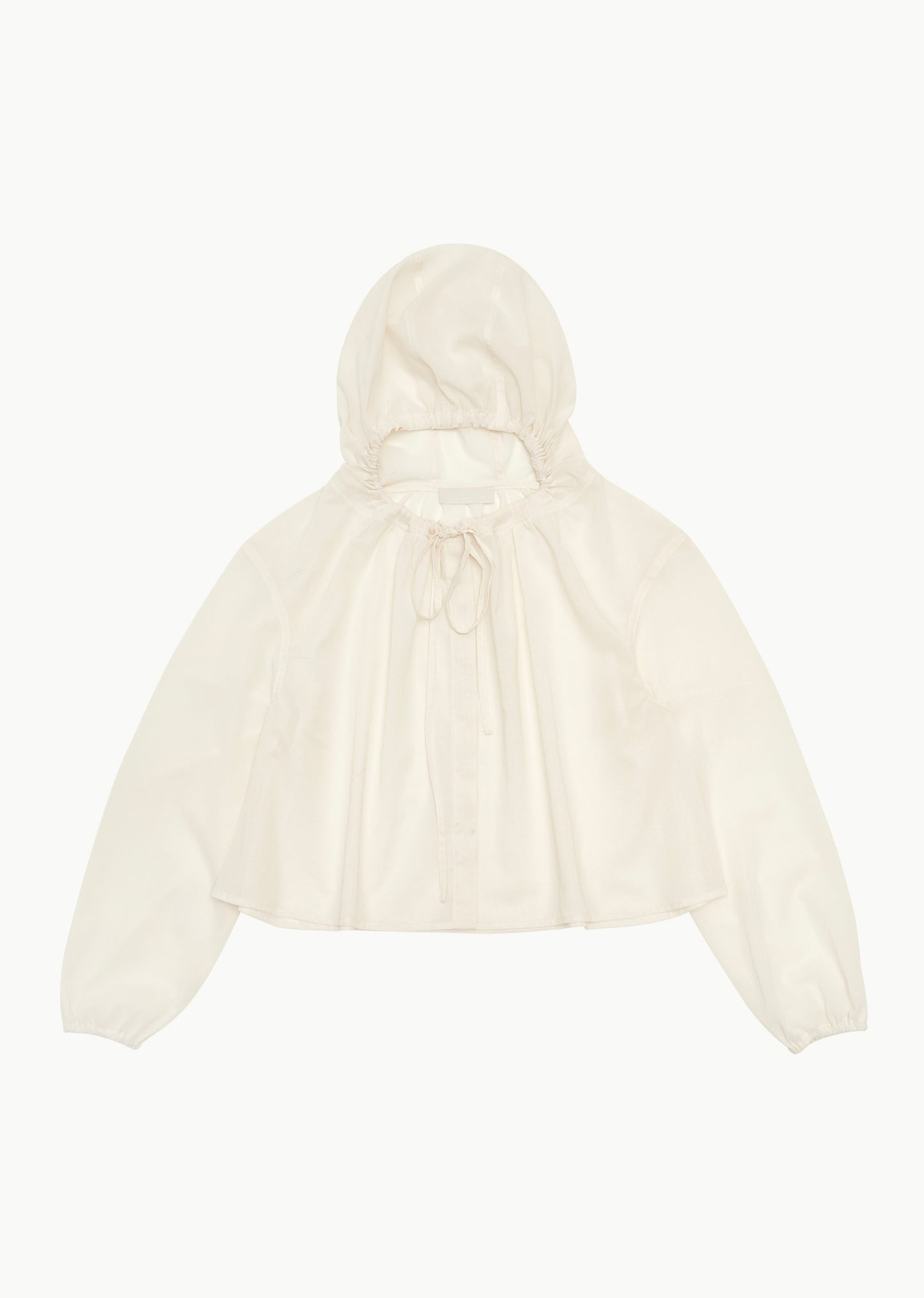 24早春 SHEER SHIRRING HOODED BLOUSE