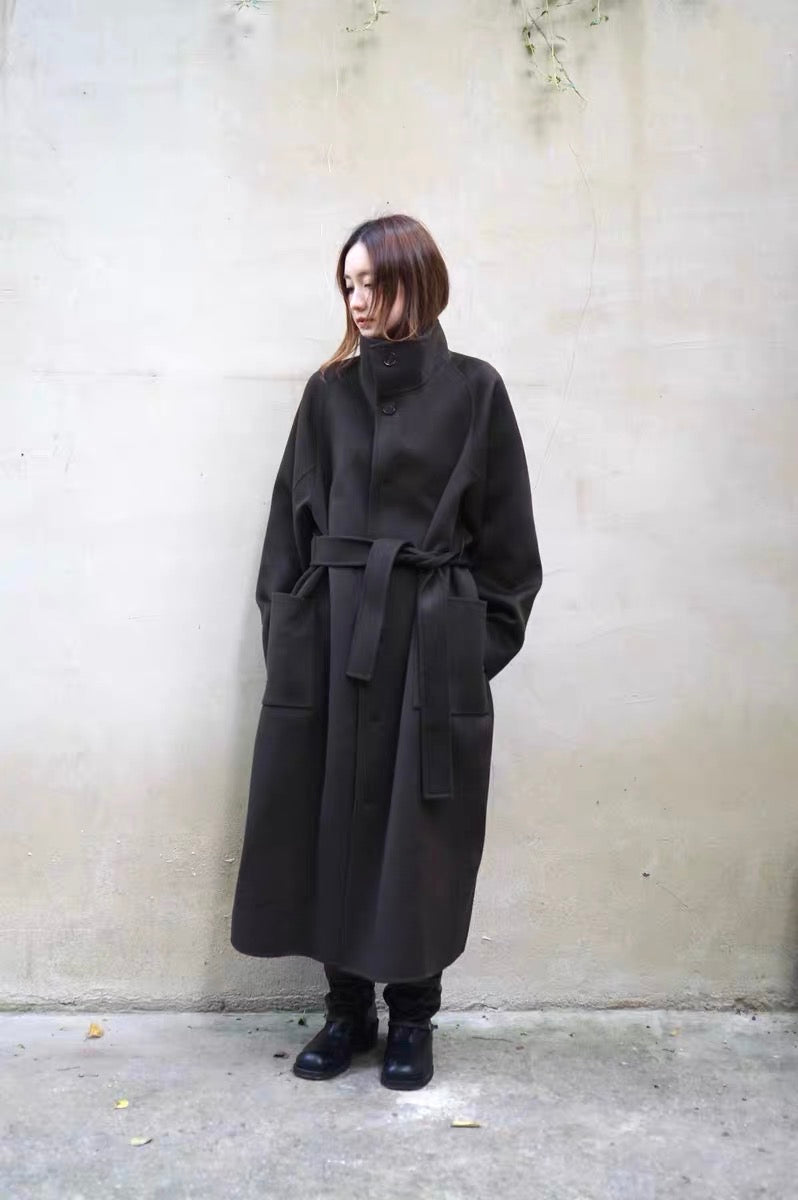 25秋冬 纯羊毛系带廓形大衣
