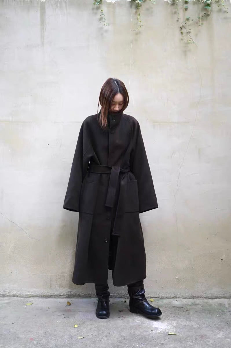 25秋冬 纯羊毛系带廓形大衣