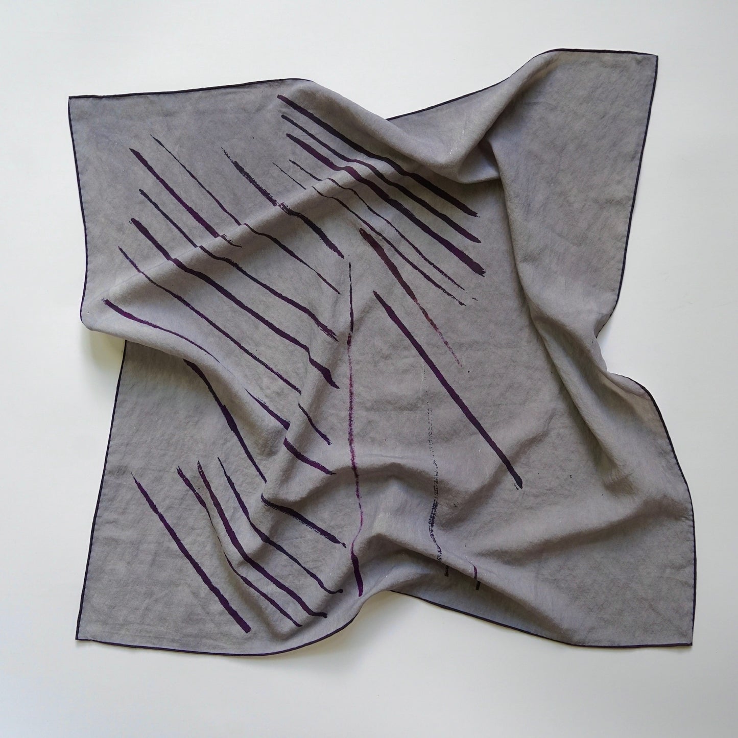 真丝不规则条纹法式包头巾方巾