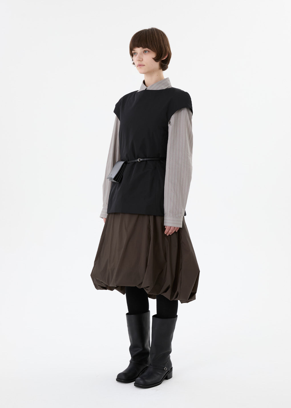 25早秋 SHEER PADDED VOLUME DRESS