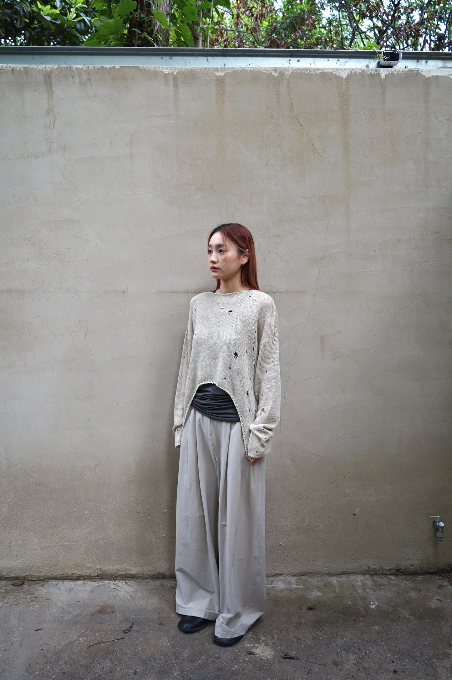 25春夏 和纸棉破洞钩针弧形慵懒上衣