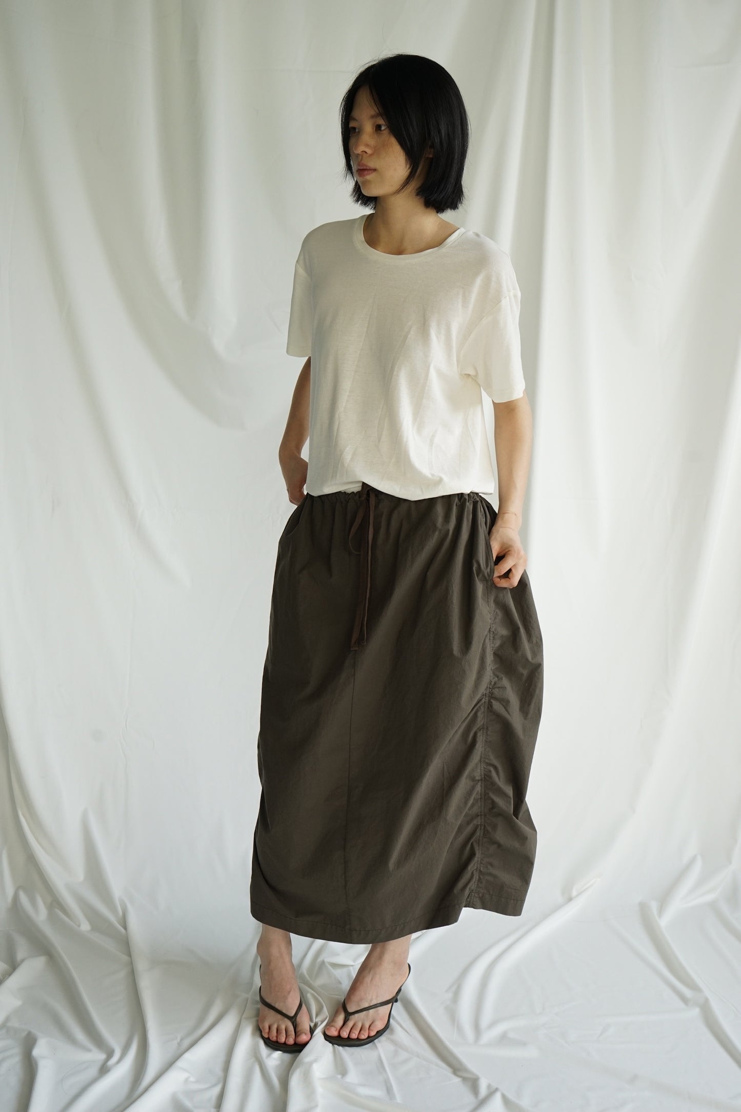 25春夏 纯棉褶皱松弛感抽绳工装裙