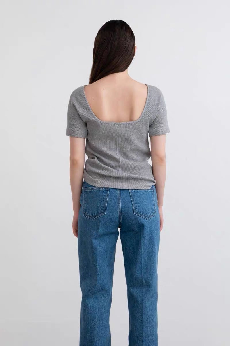 24早春 BACK SCOOP NECK T SHIRT