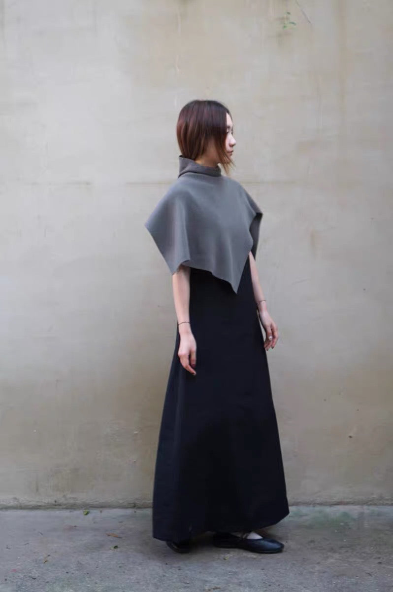 25秋冬 纯羊毛坑条纹高领围脖披肩