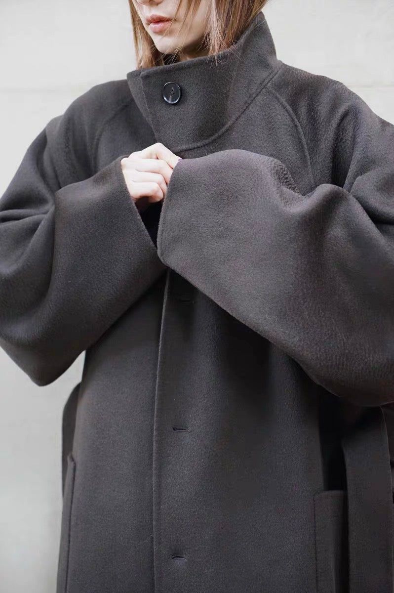 25秋冬 纯羊毛系带廓形大衣