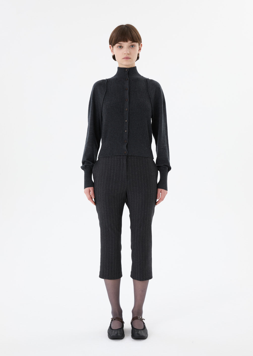 25早秋 BLOCKING BUTTON UP CARDIGAN