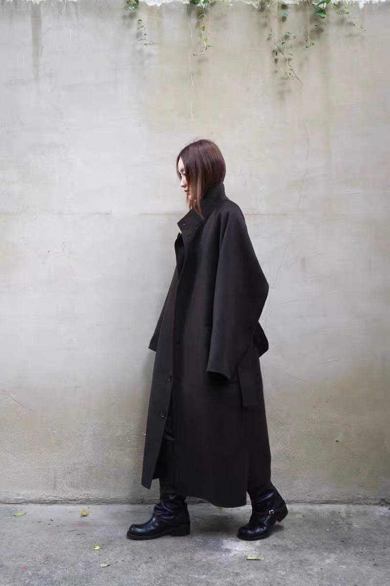 25秋冬 纯羊毛系带廓形大衣