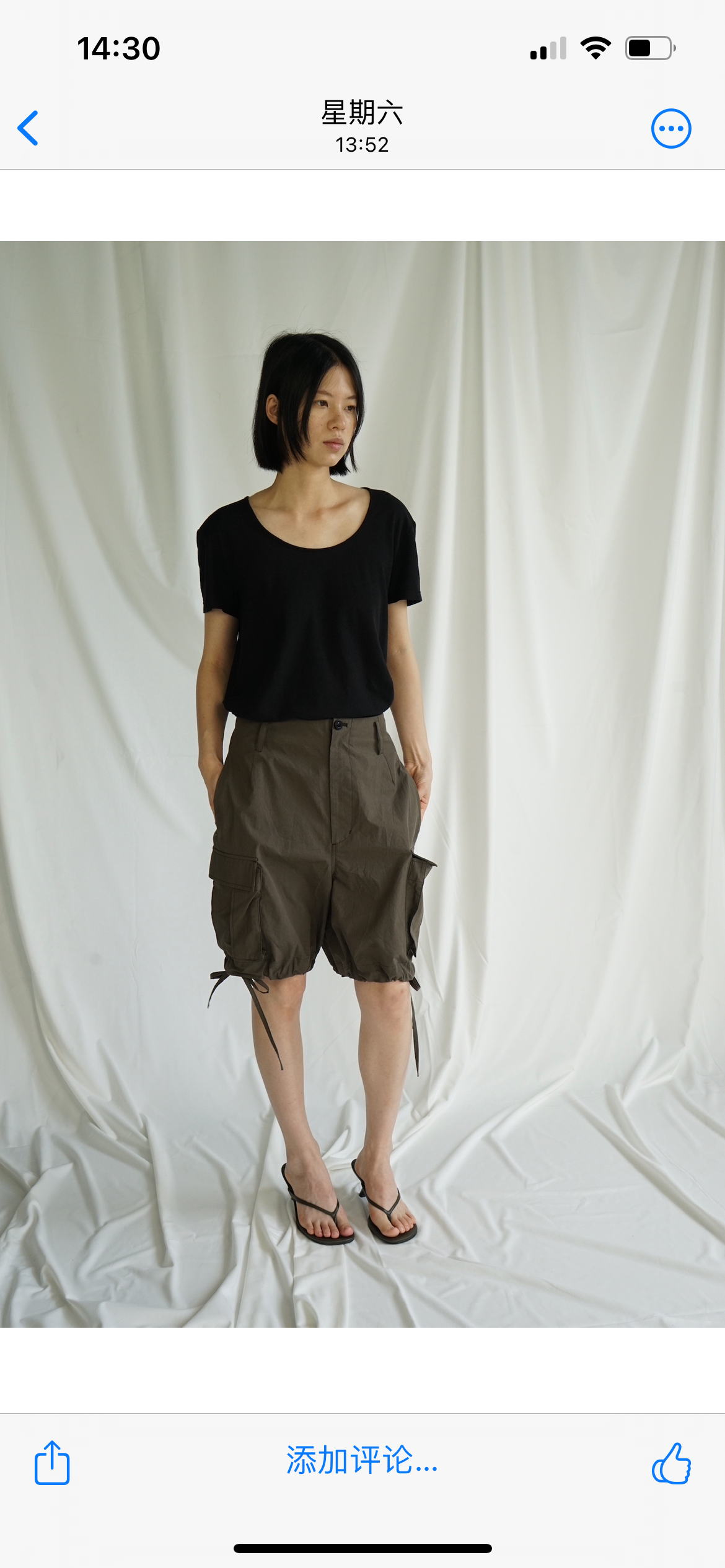 25春夏 纯棉松紧腰松弛感大口袋束脚抽绳短裤