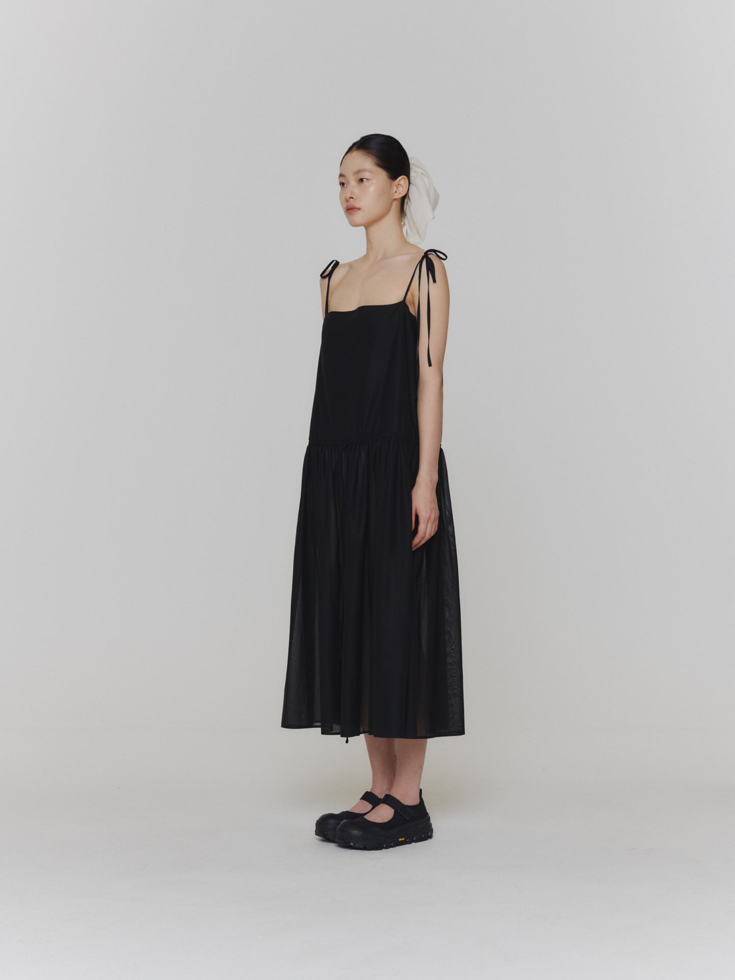 24早春 SHEER SHIRRING LONG DRESS吊带裙