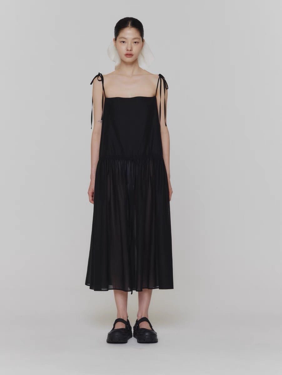 24早春 SHEER SHIRRING LONG DRESS吊带裙