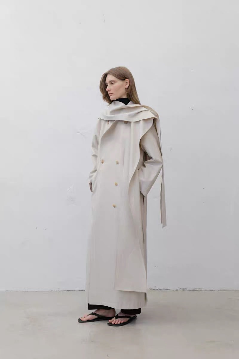 24早春MUFFLER LAYERED COAT围巾风衣