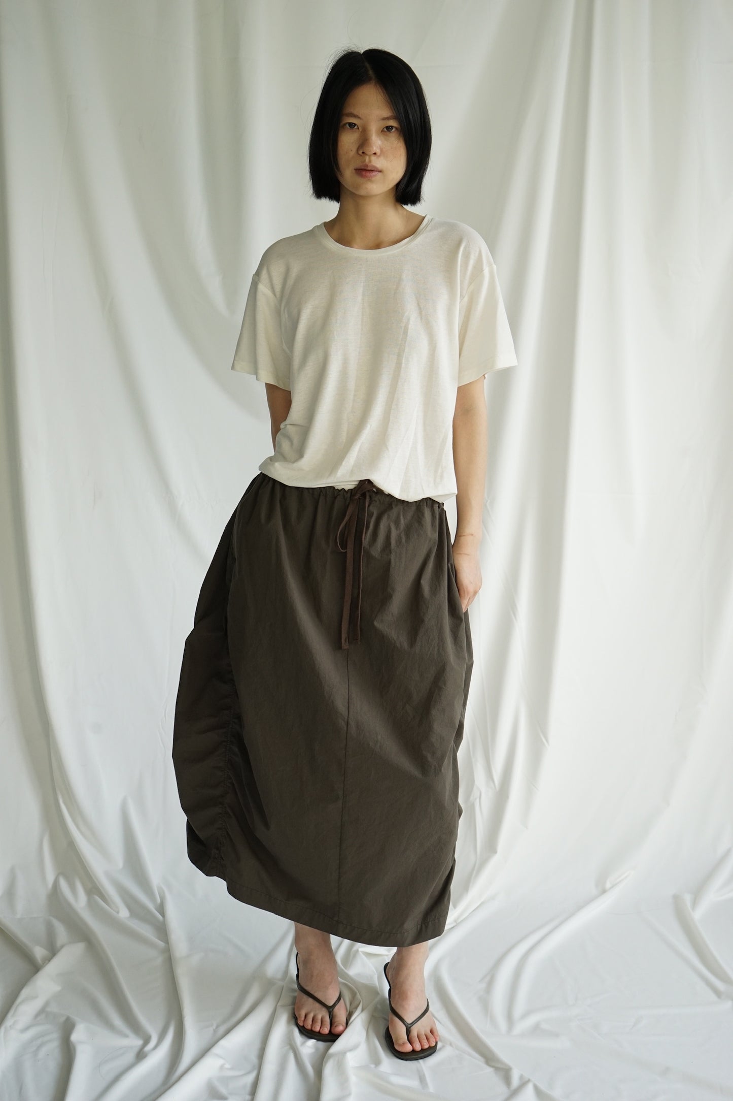 25春夏 纯棉褶皱松弛感抽绳工装裙