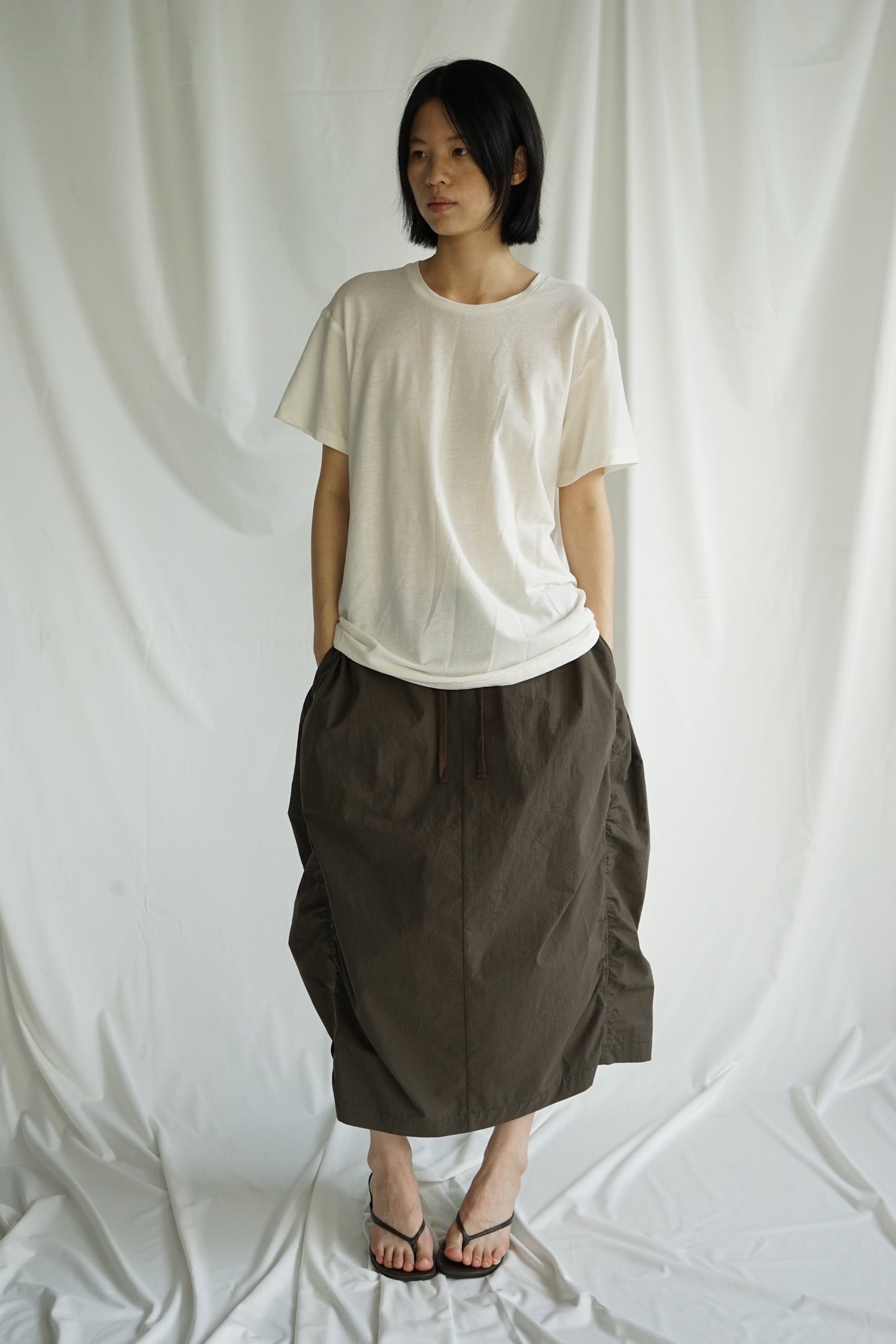 25春夏 纯棉褶皱松弛感抽绳工装裙