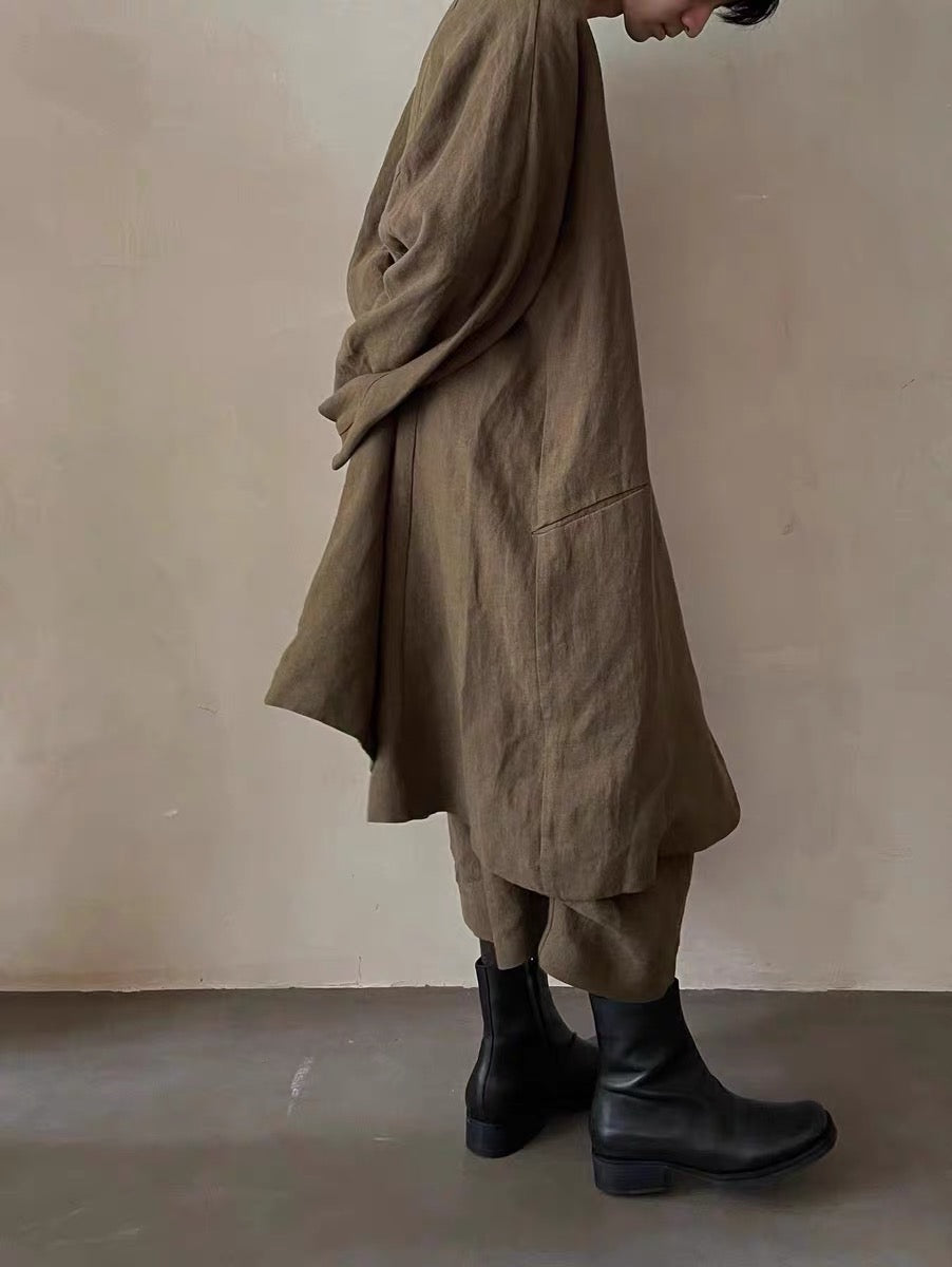 Collarless Long Coat V领长外套