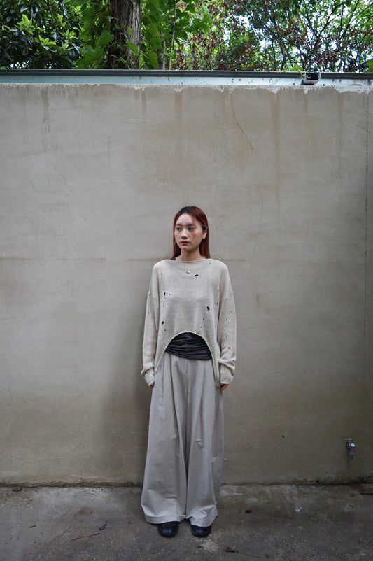 25春夏 和纸棉破洞钩针弧形慵懒上衣