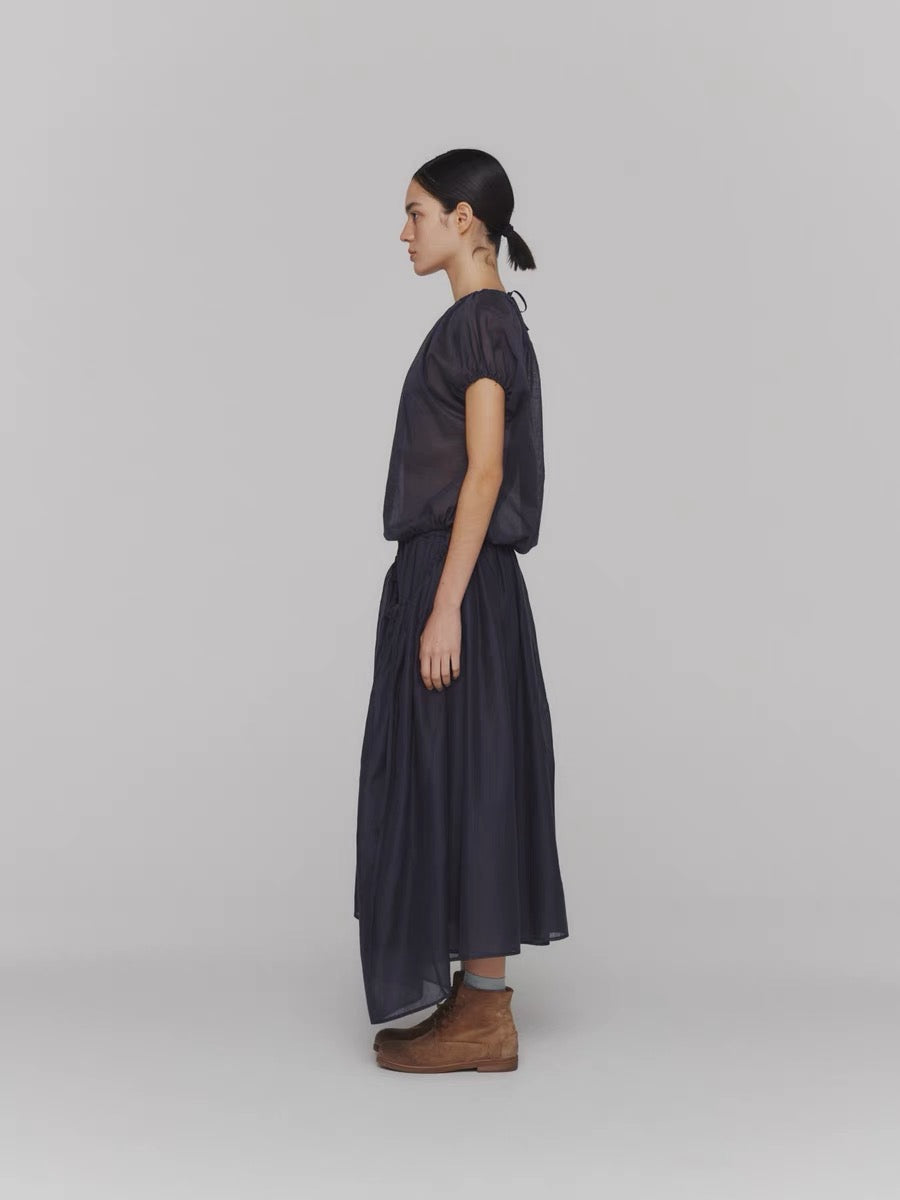 24春夏 DRAWSTRING SHEER SHIRRING SKIRT