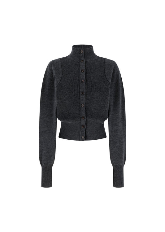 25早秋 BLOCKING BUTTON UP CARDIGAN