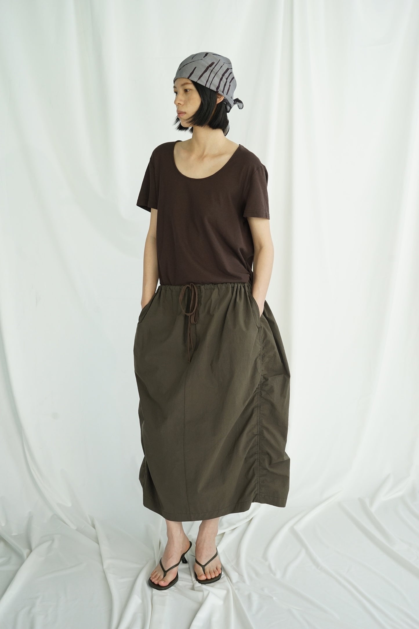 真丝不规则条纹法式包头巾方巾