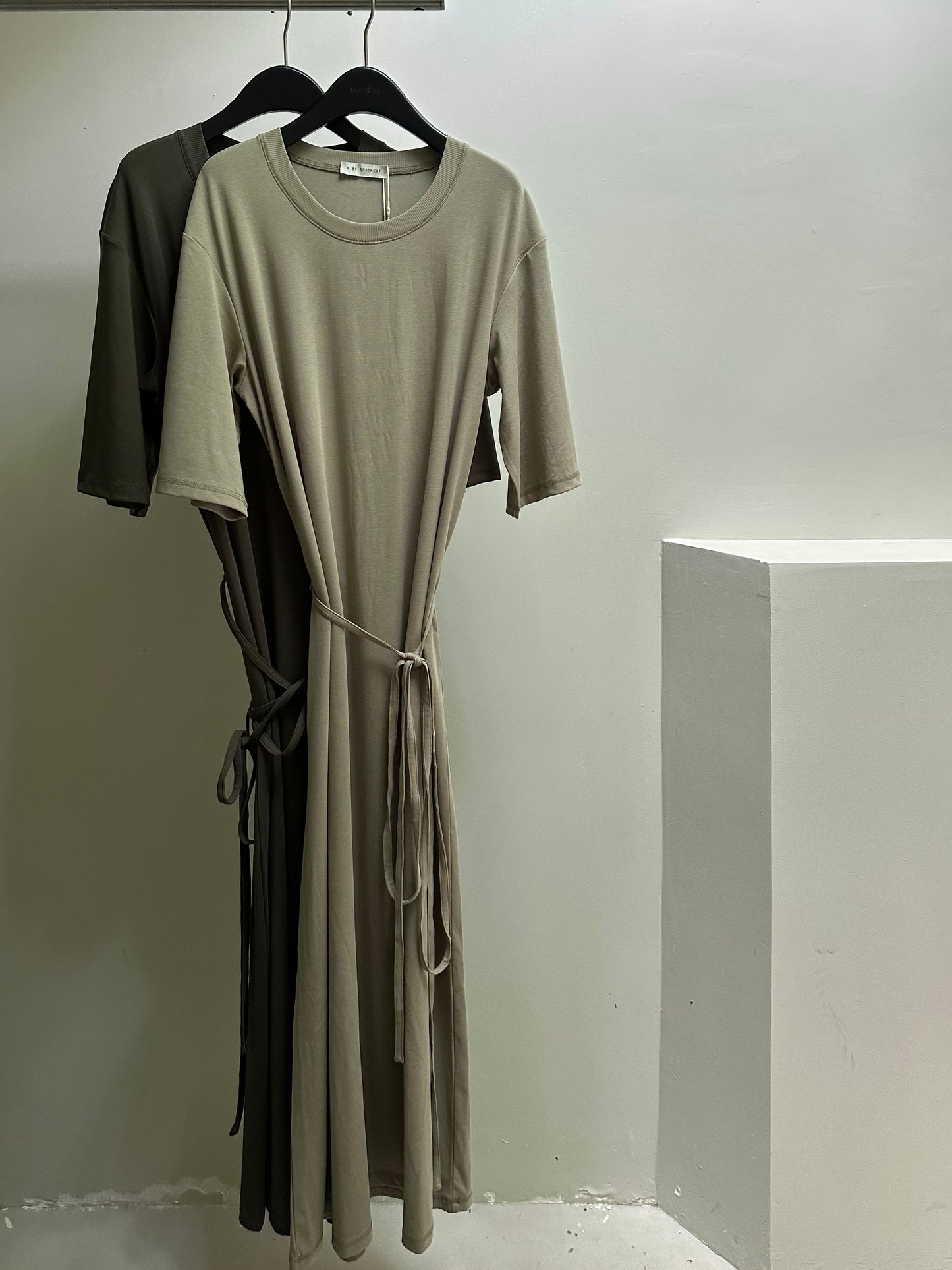 25春夏 纯棉中袖圆领系带T恤连衣裙