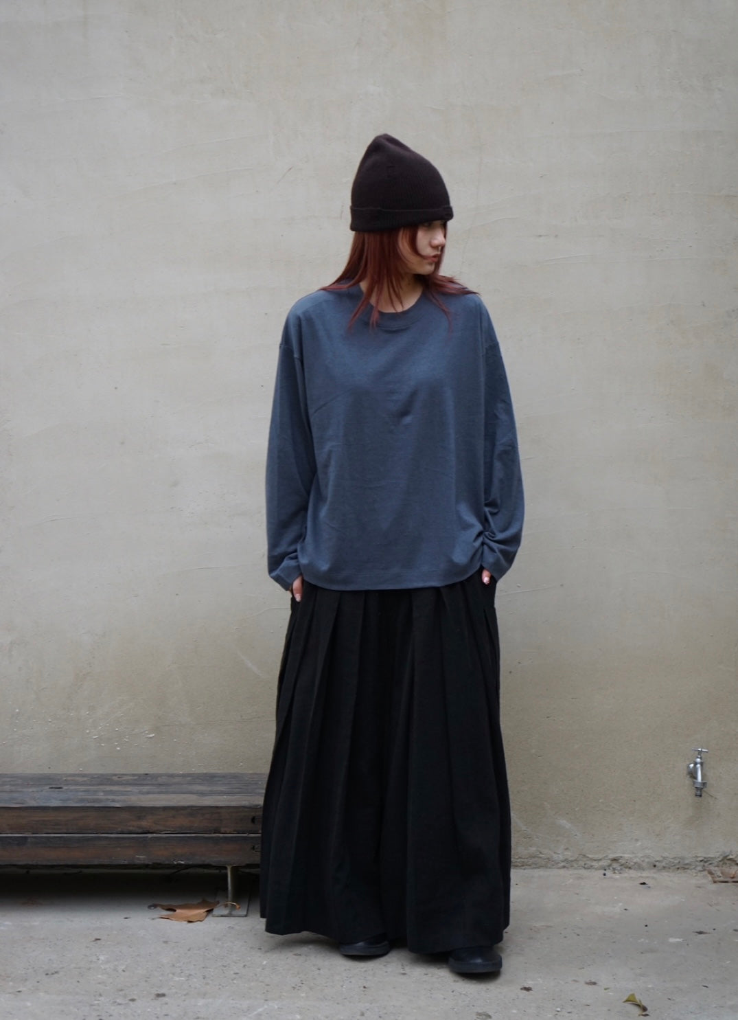 25春夏 麻棉材质圆领套头宽松款长袖T恤