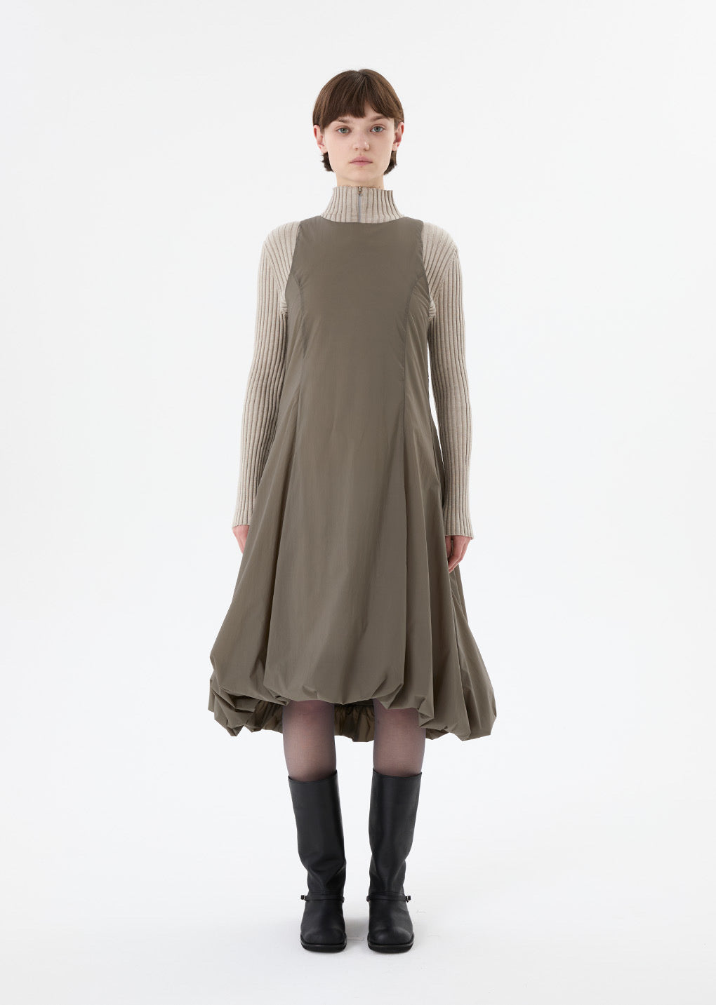 25早秋 SHEER PADDED VOLUME DRESS