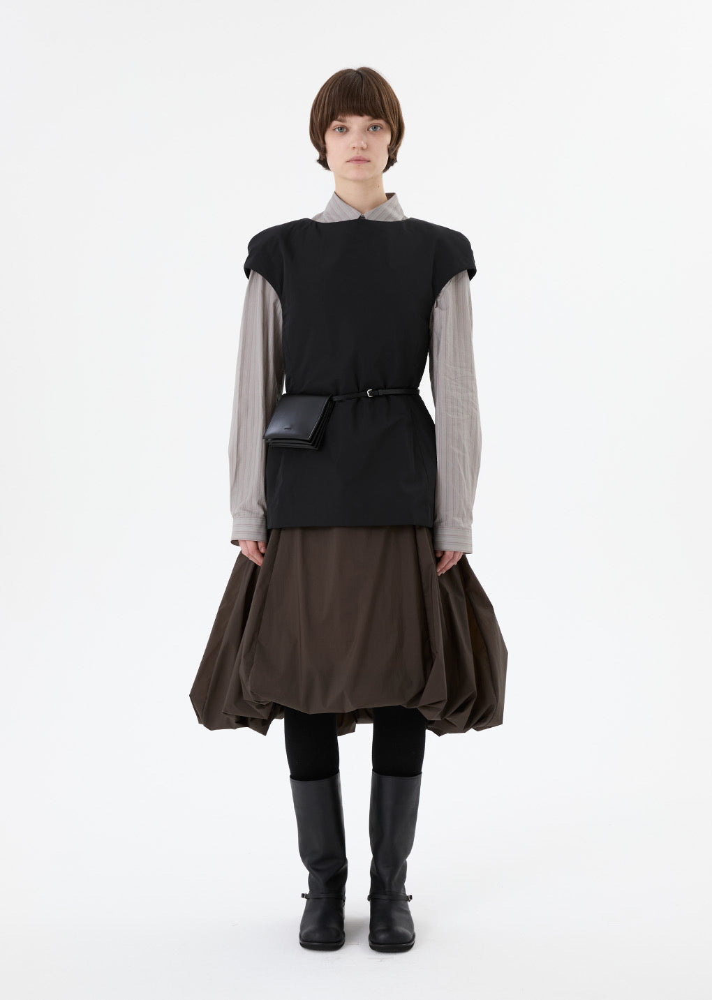 25早秋 SHEER PADDED VOLUME DRESS