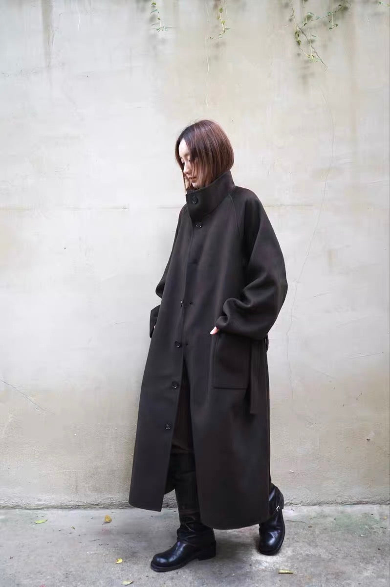 25秋冬 纯羊毛系带廓形大衣