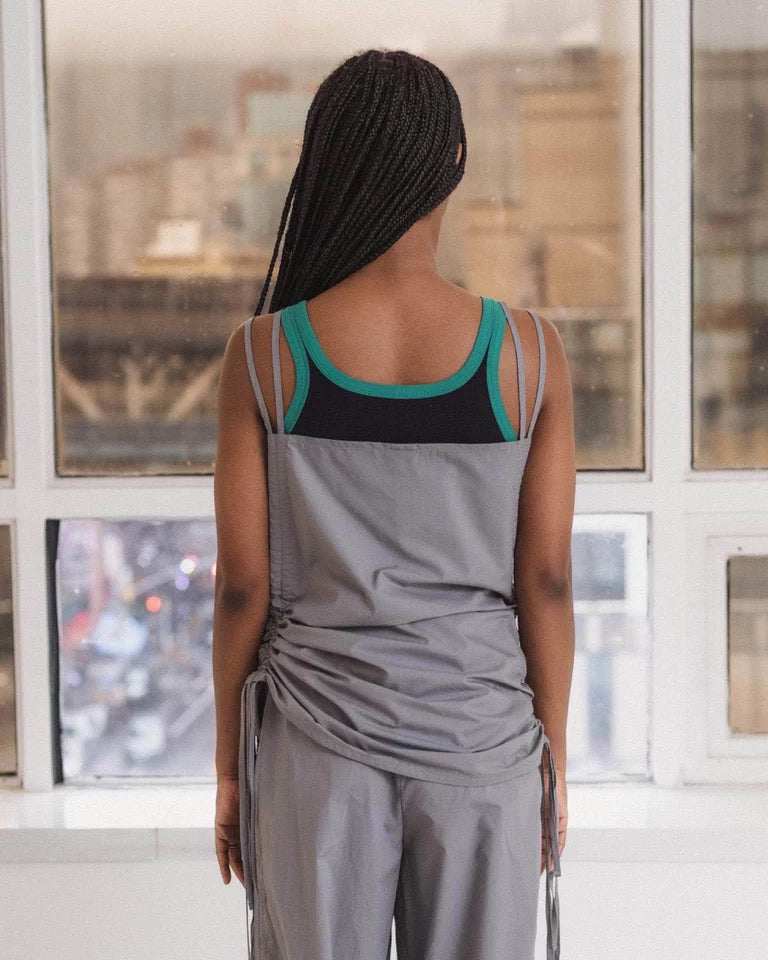 25早秋  PICTORIAL STRAP TOP 抽绳吊带