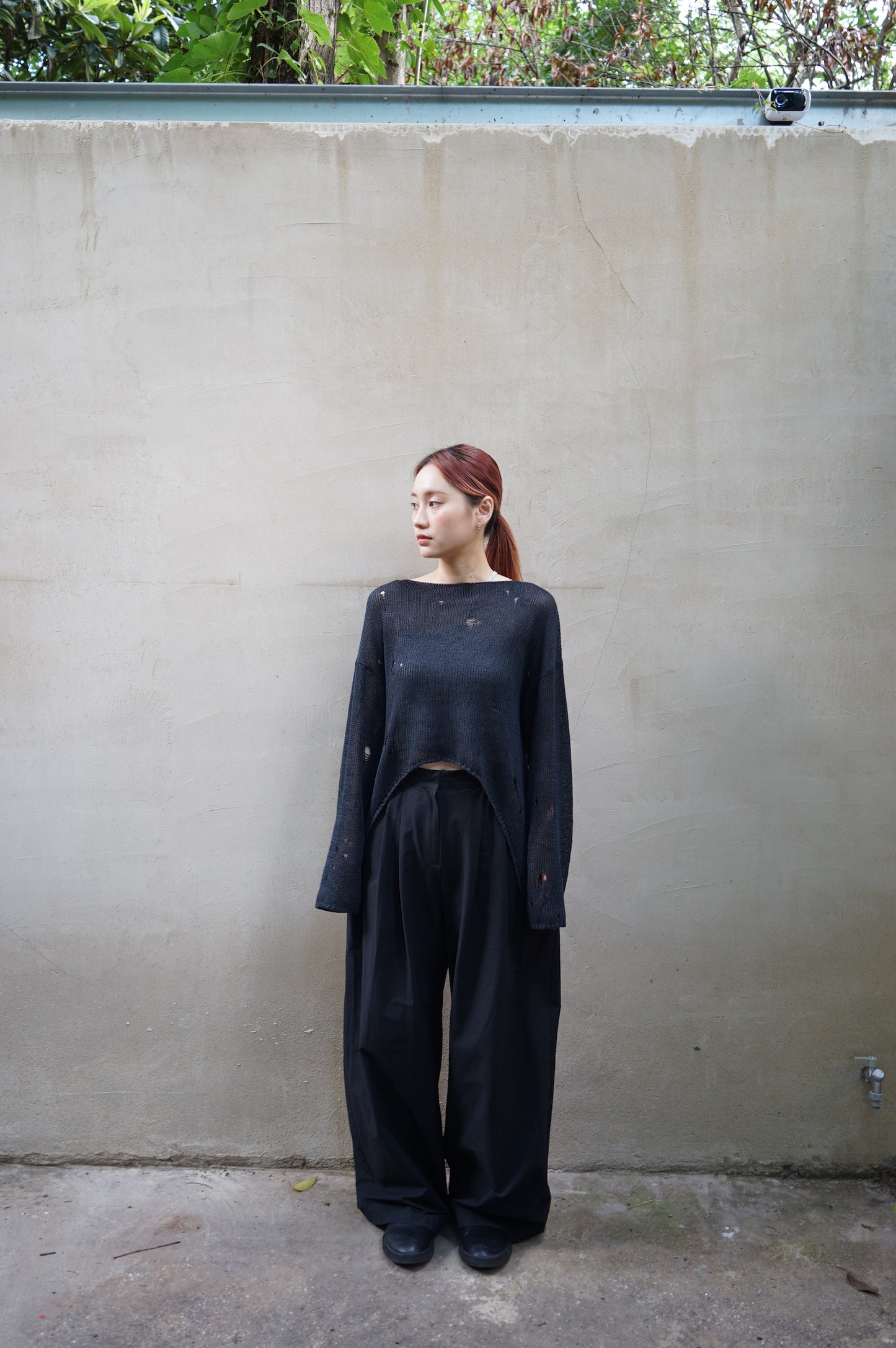 25春夏 和纸棉破洞钩针弧形慵懒上衣