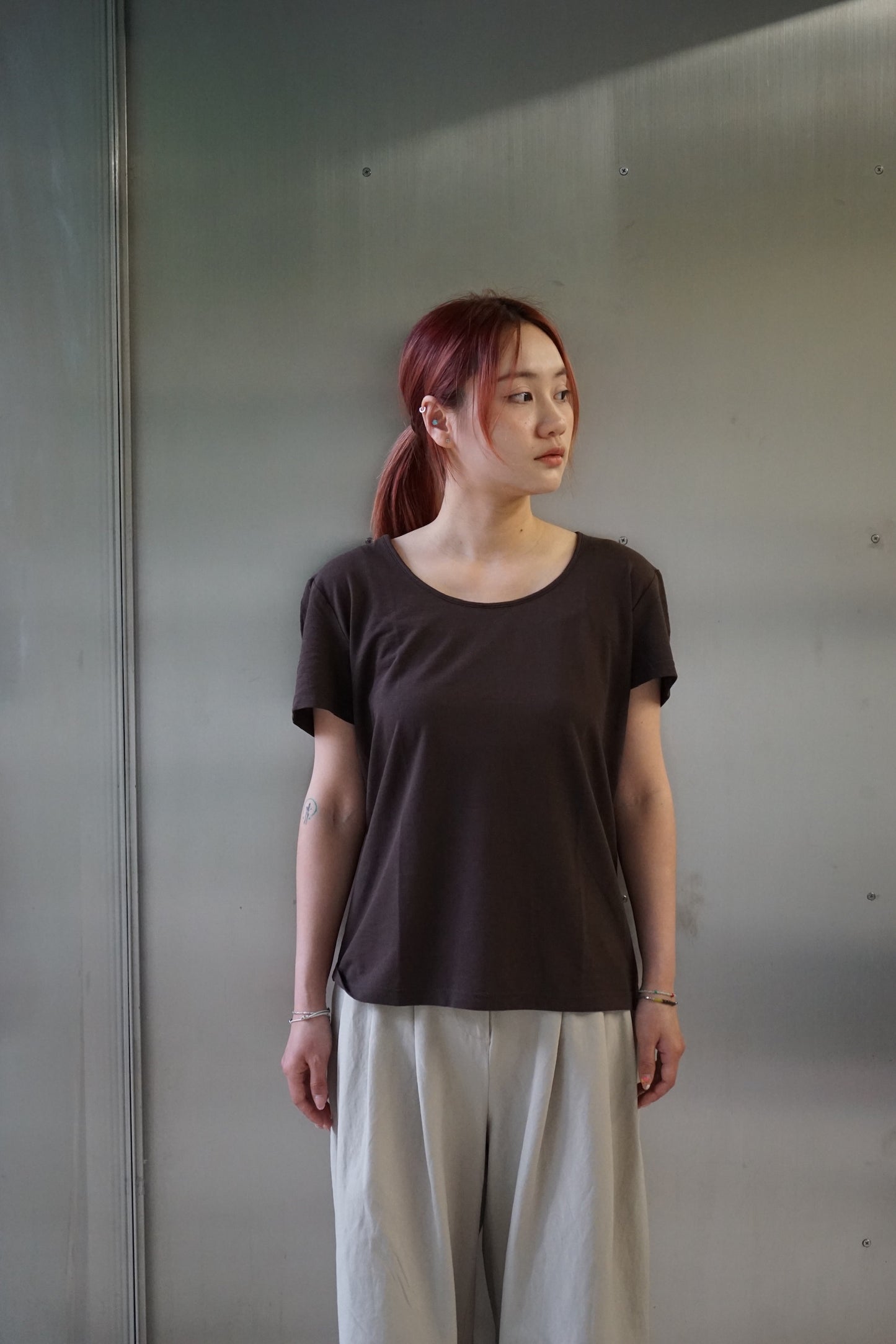 25春夏 纯棉透气显瘦百搭大圆领T恤