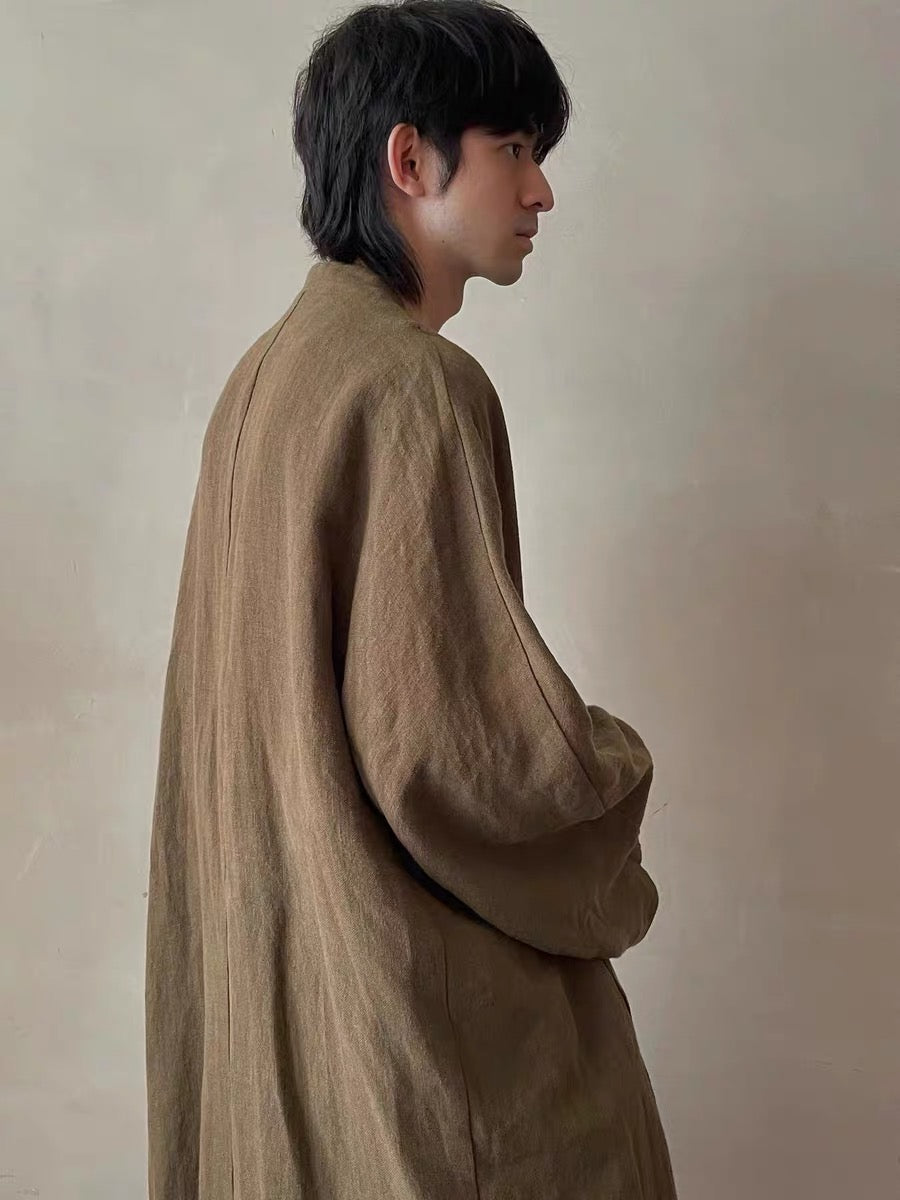 Collarless Long Coat V领长外套