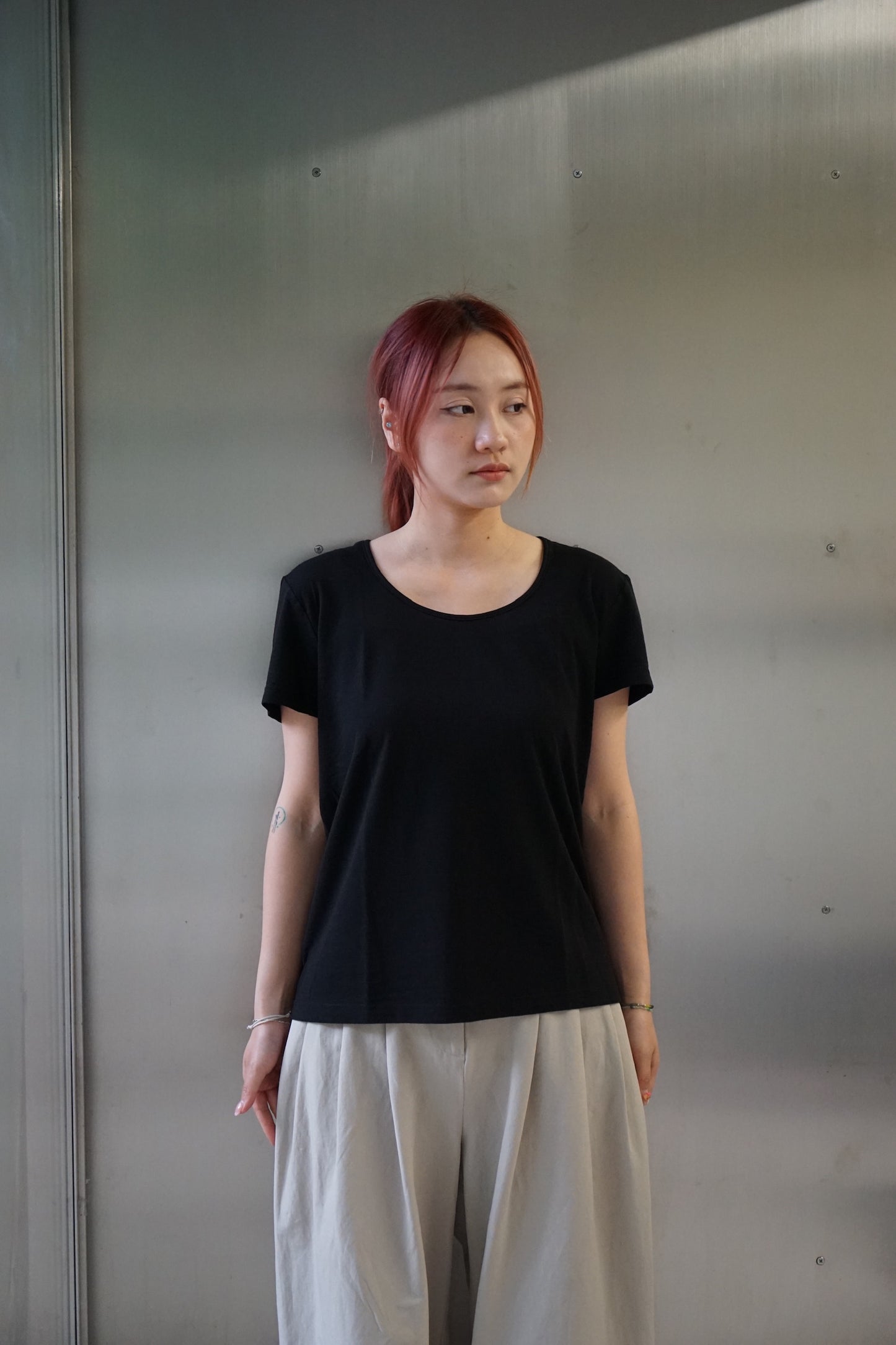 25春夏 纯棉透气显瘦百搭大圆领T恤