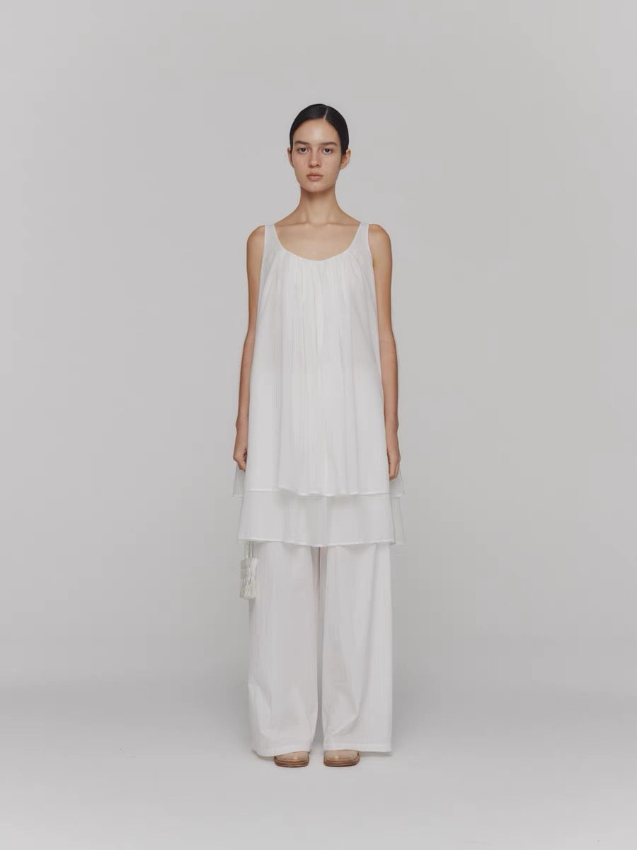 24春夏 NECK SHIRRING SHEER DRESS