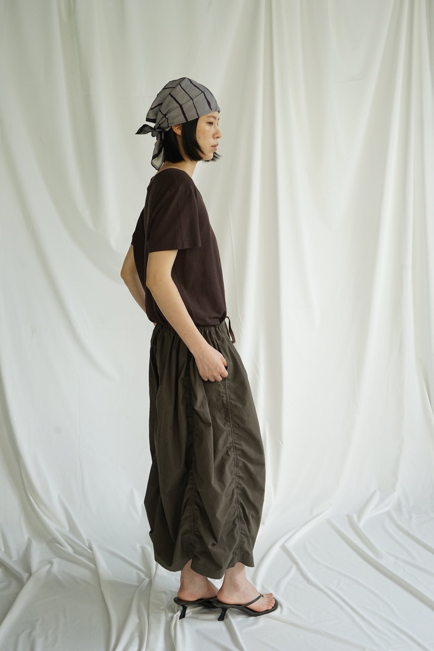 真丝不规则条纹法式包头巾方巾