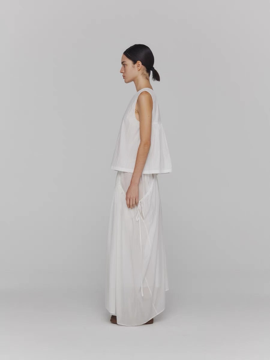 24春夏 DRAWSTRING SHEER SHIRRING SKIRT