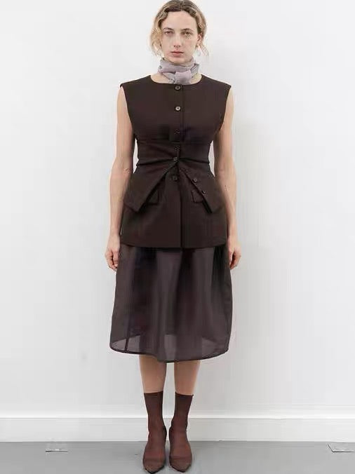 25早春 OVERSIZED BUTTON UP VEST背心马甲