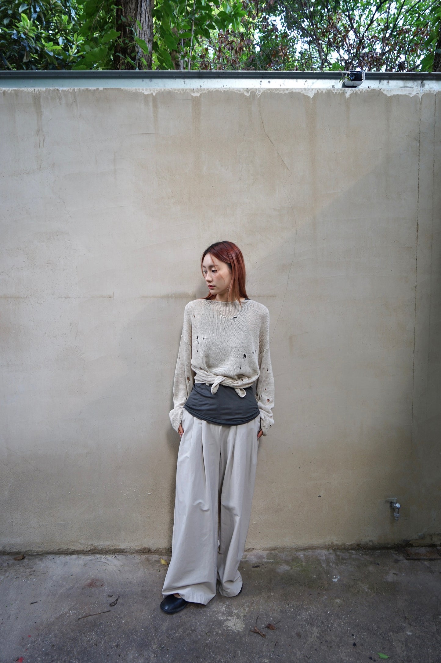 25春夏 和纸棉破洞钩针弧形慵懒上衣