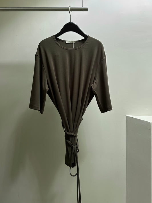 25春夏 纯棉中袖圆领系带T恤