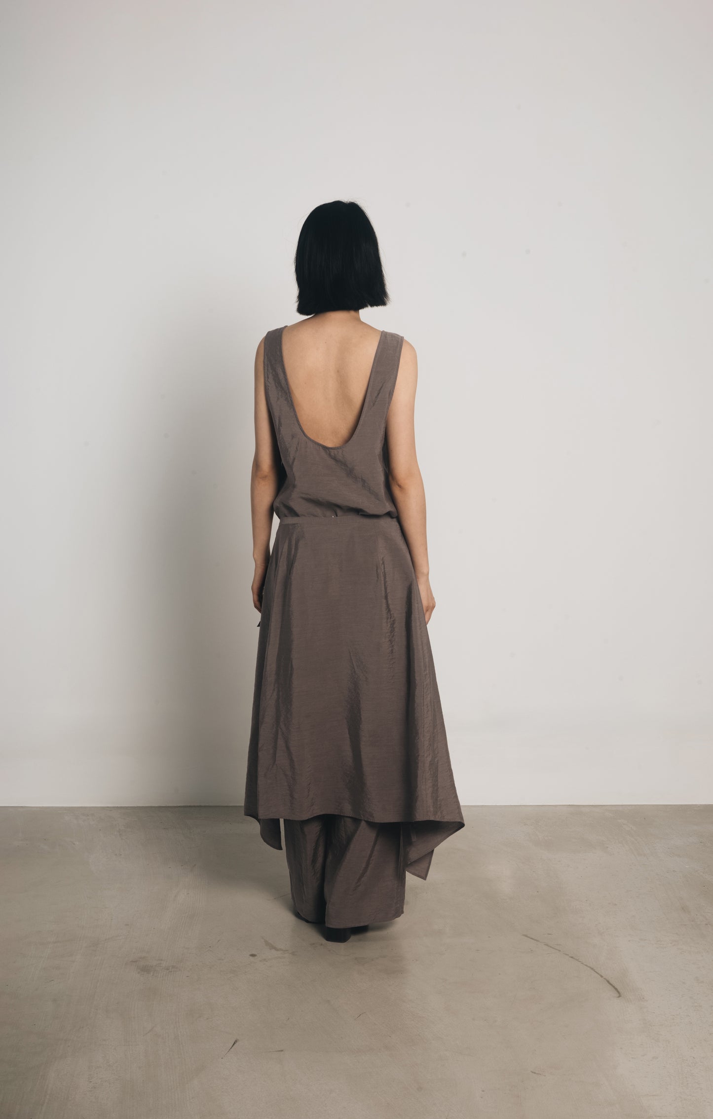 25春夏 真丝莫代尔百搭系带U领背心裙裤三件套