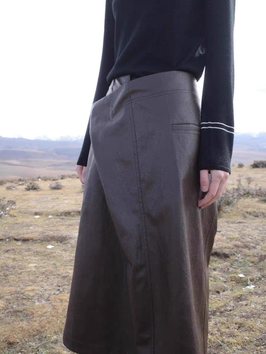 23秋冬 环保皮不对称半裙