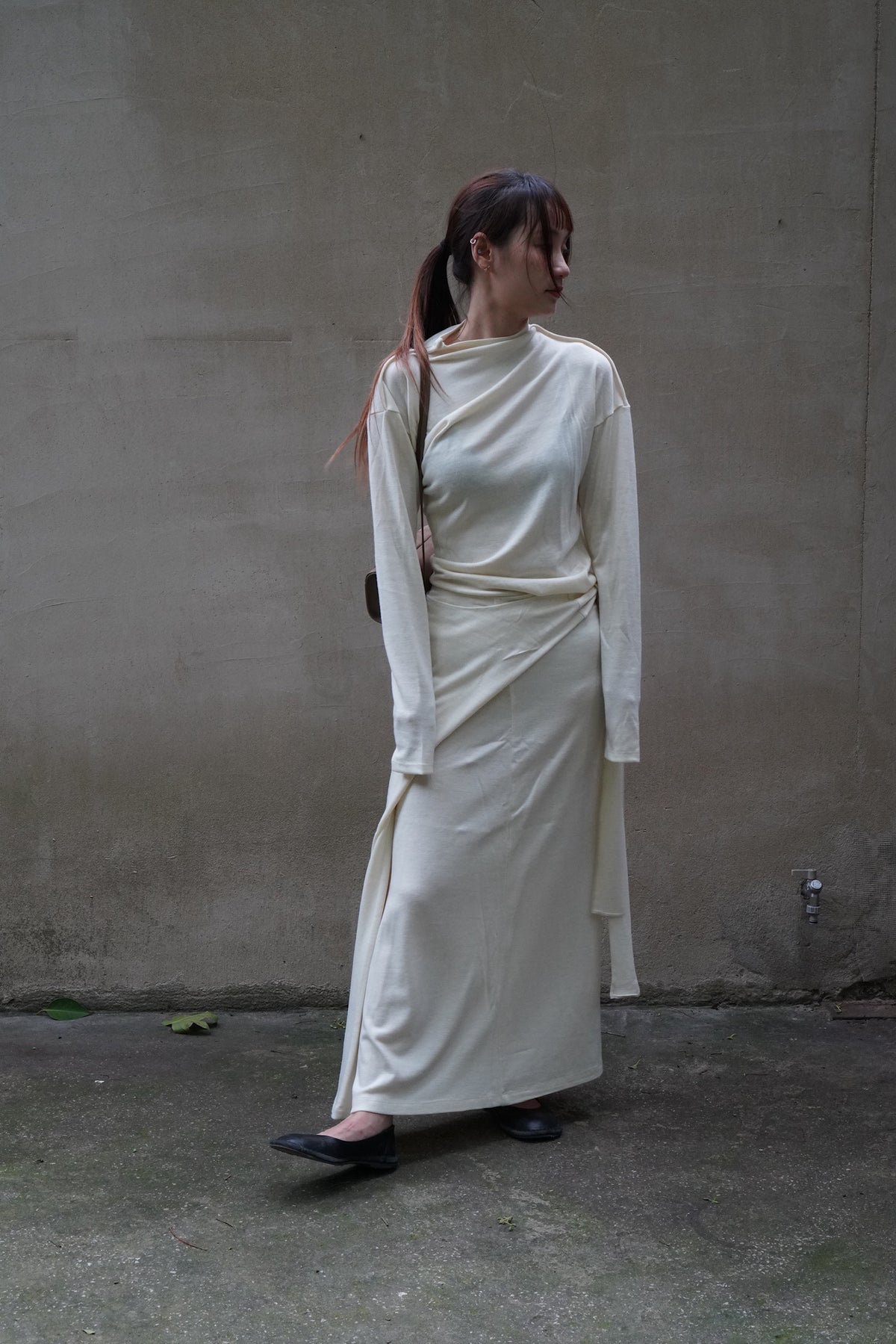 26早秋 WOOL BLEND STRAP  LONG SKIRT