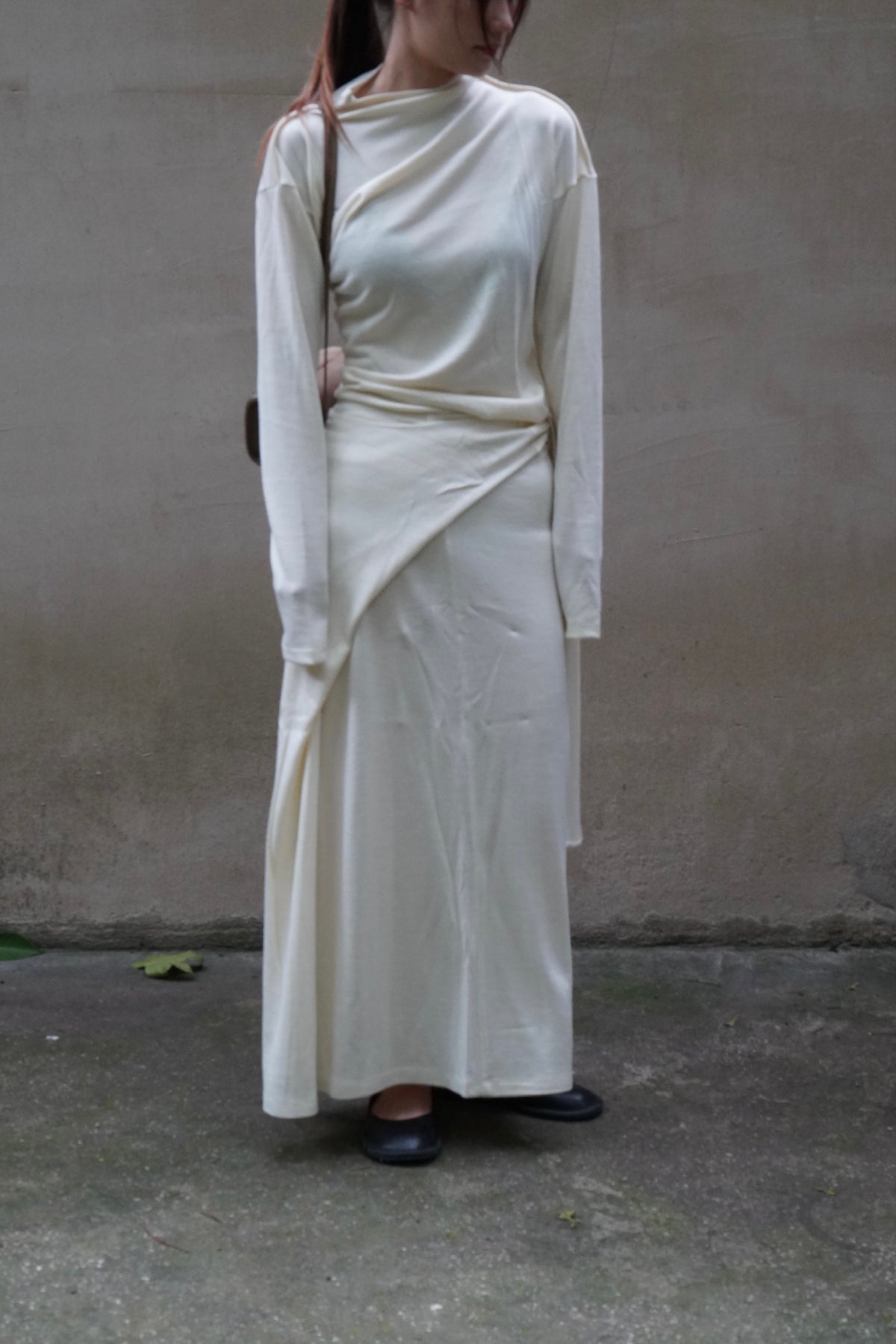 26早秋 WOOL BLEND STRAP  LONG SKIRT