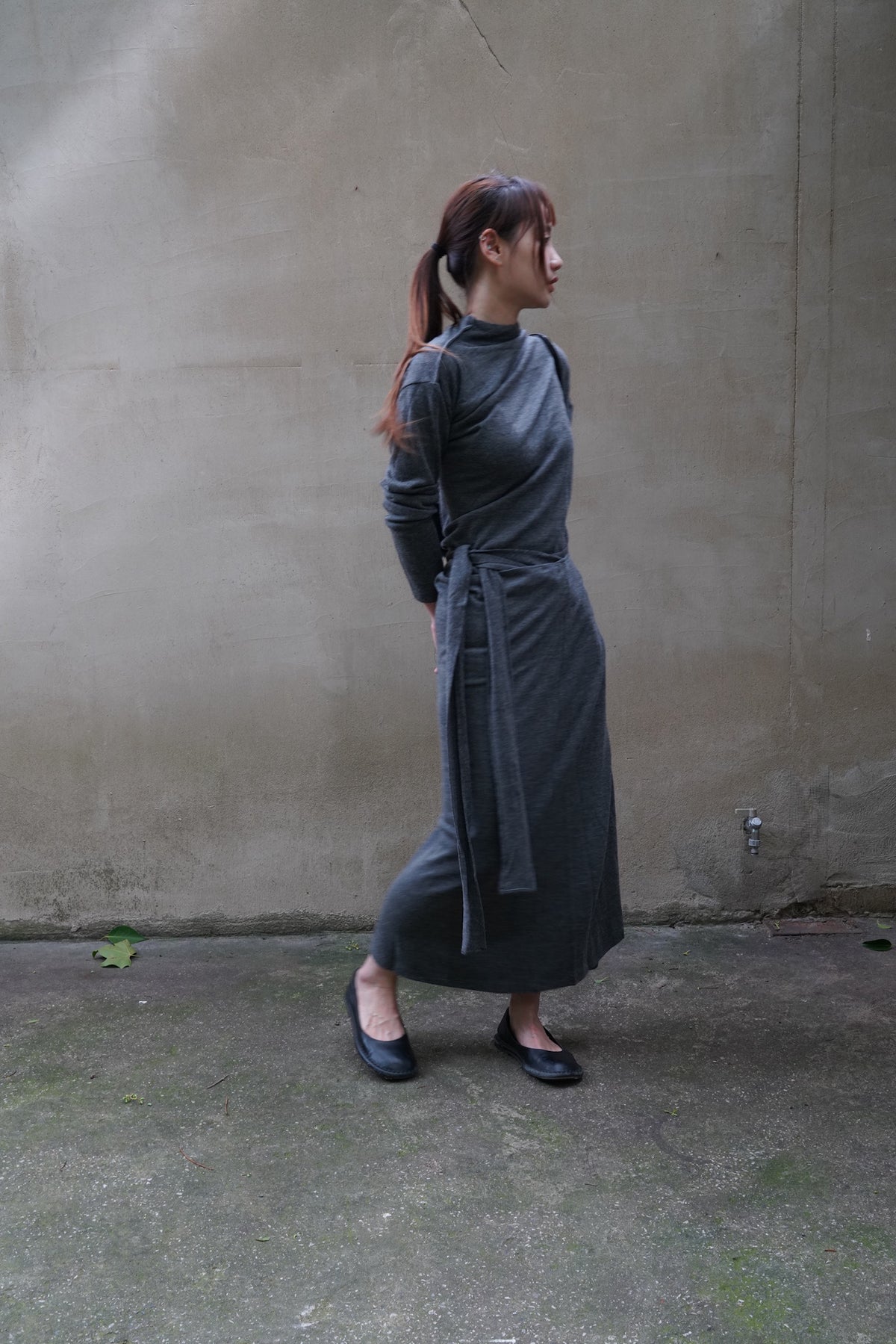 26早秋 WOOL BLEND STRAP  LONG SKIRT