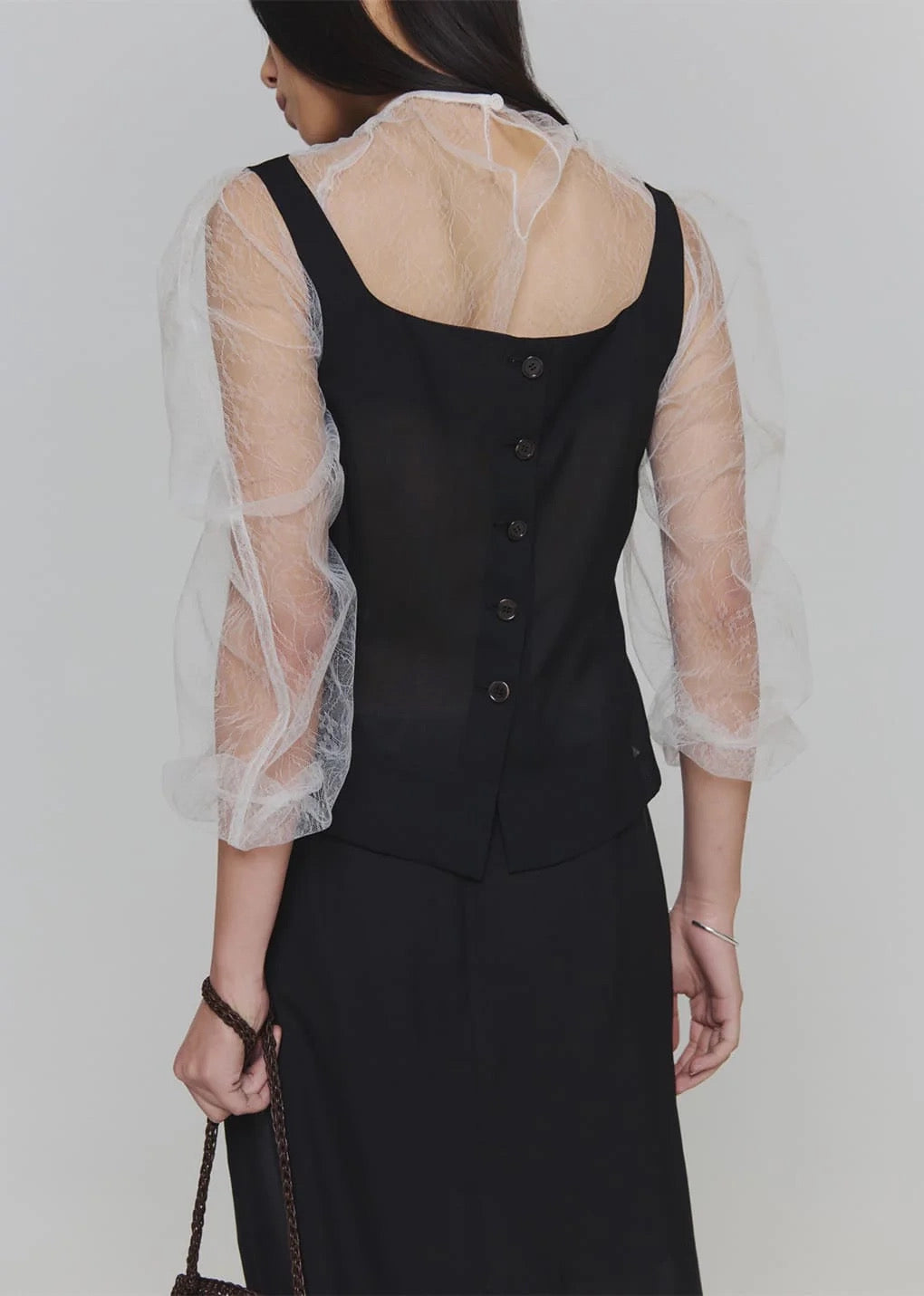 25春夏 KNOTTED COLLAR TOP 蕾丝打底