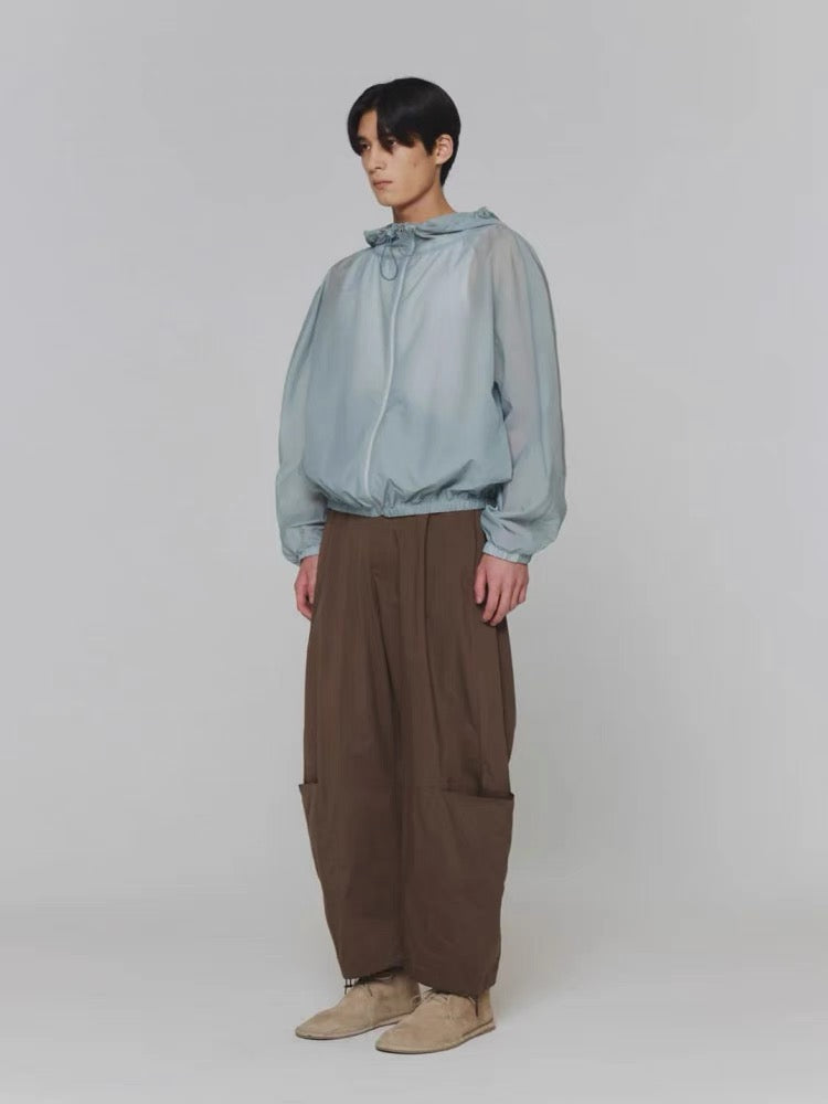 25春夏 SHEER NYLON RAGLAN HOODED JUMPER